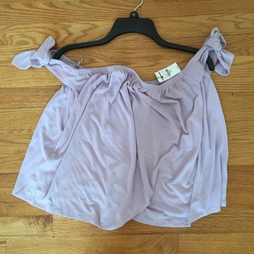 Express Lavender Self-Tie Off Shoulder T